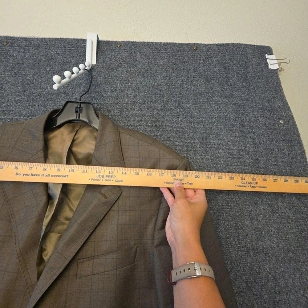 Pronto Uomo Suit Mens 40 34x29 Brown Wool Check 2 Piece Jacket Pants Formal
